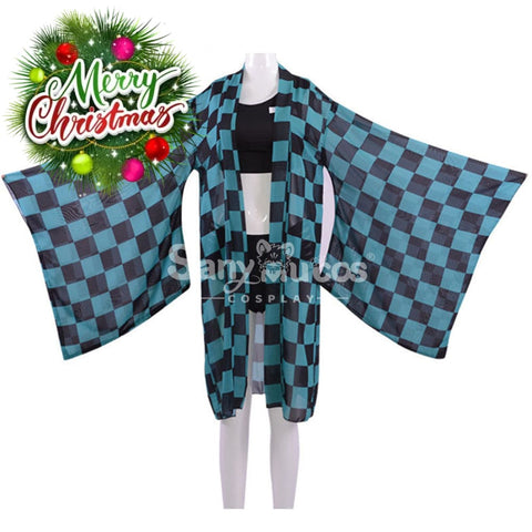 【In Stock】Anime Demon Slayer Cosplay Swimsuit Cloak Costume Kamado Tanjirou / S Costumes