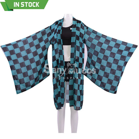 【In Stock】Anime Demon Slayer Cosplay Swimsuit Cloak Costume Kamado Tanjirou / S Costumes