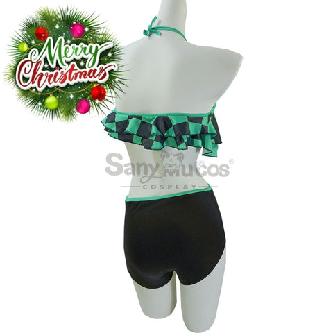 【In Stock】Anime Demon Slayer Cosplay Tanjiro Kamado Bikini Swimsuit Costume Costumes