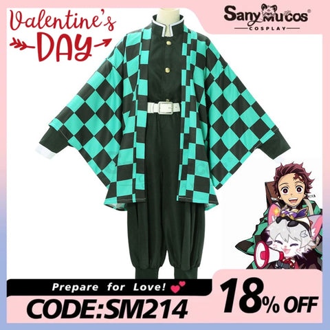 Anime Demon Slayer: Kimetsu No Yaiba Cosplay Tanjirou Kamado Costume Plus Size Costumes