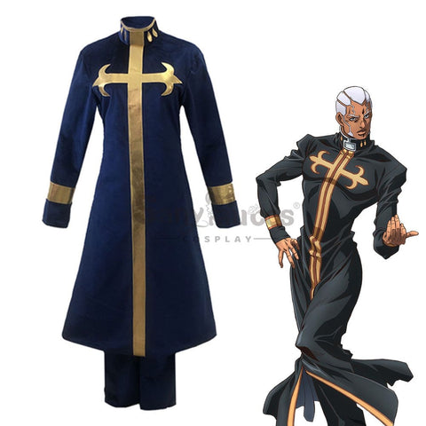 【In Stock】Anime Jojo’s Bizarre Adventure Cosplay Enrico Pucci Costume Costumes