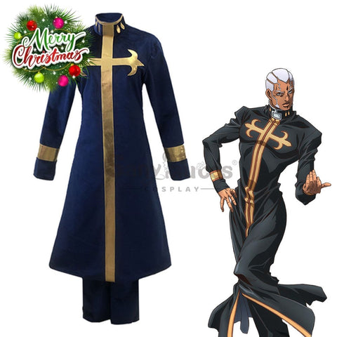 【In Stock】Anime Jojo’s Bizarre Adventure Cosplay Enrico Pucci Costume Costumes