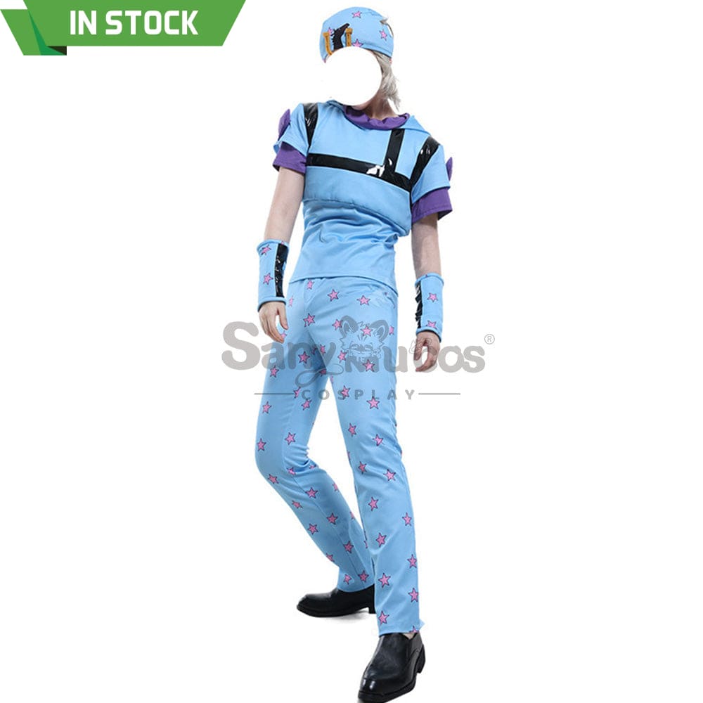 【In Stock】Anime Jojo’s Bizarre Adventure Cosplay Johnny Joestar Baby Blue Costume Costumes