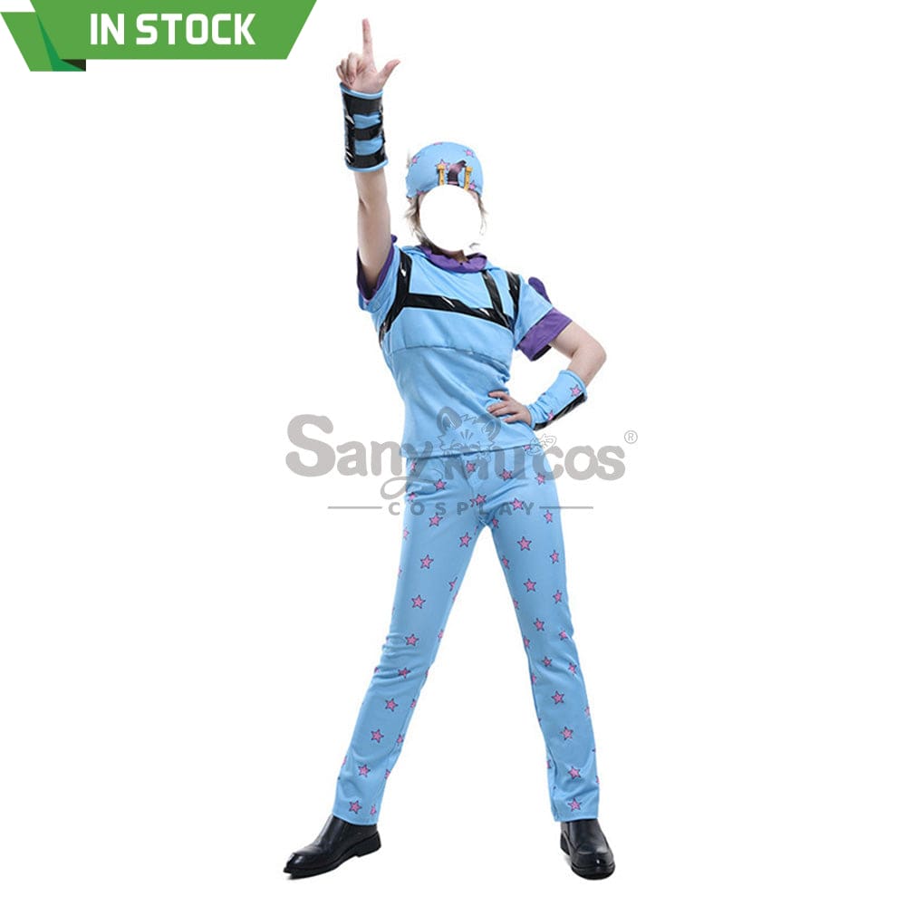 【In Stock】Anime Jojo’s Bizarre Adventure Cosplay Johnny Joestar Baby Blue Costume Costumes