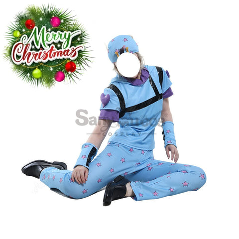 【In Stock】Anime Jojo’s Bizarre Adventure Cosplay Johnny Joestar Baby Blue Costume Costumes