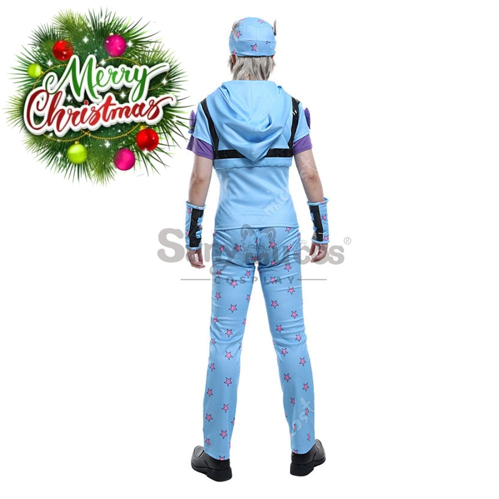 【In Stock】Anime Jojo’s Bizarre Adventure Cosplay Johnny Joestar Baby Blue Costume Costumes