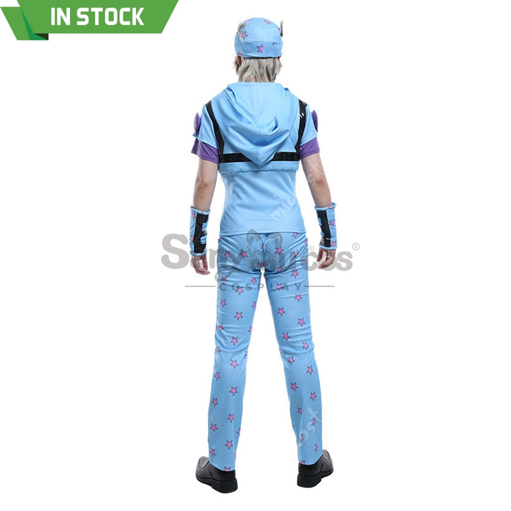 【In Stock】Anime Jojo’s Bizarre Adventure Cosplay Johnny Joestar Baby Blue Costume Costumes