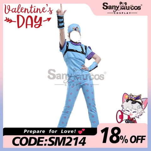 【In Stock】Anime Jojo’s Bizarre Adventure Cosplay Johnny Joestar Baby Blue Costume Costumes