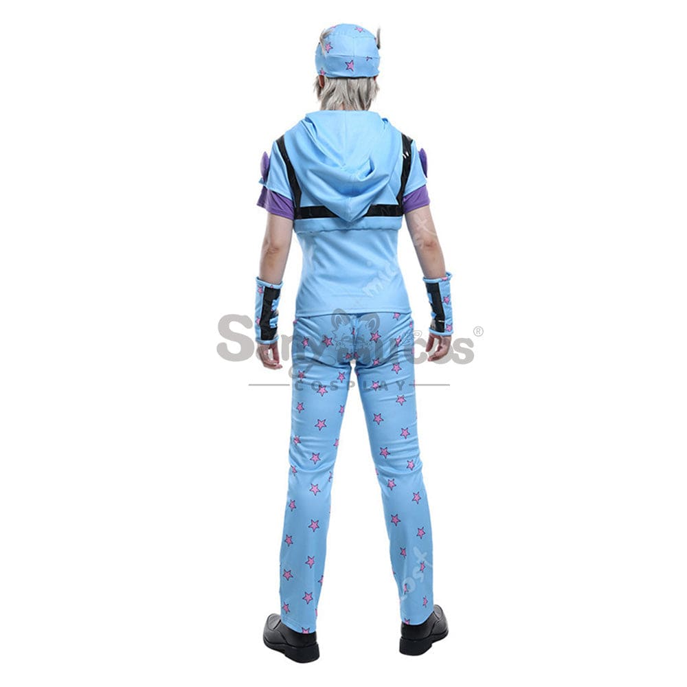 【In Stock】Anime Jojo’s Bizarre Adventure Cosplay Johnny Joestar Baby Blue Costume Costumes