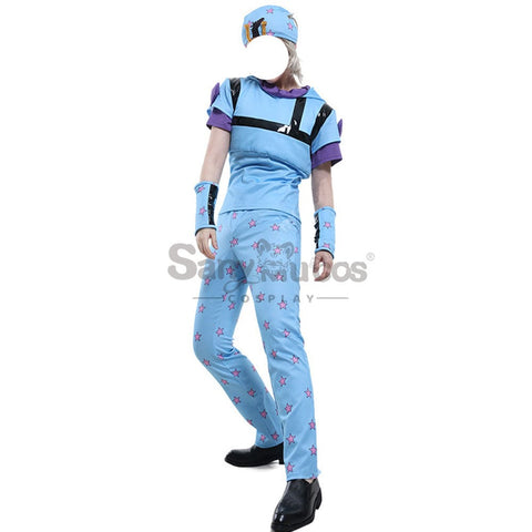 【In Stock】Anime Jojo’s Bizarre Adventure Cosplay Johnny Joestar Baby Blue Costume Costumes