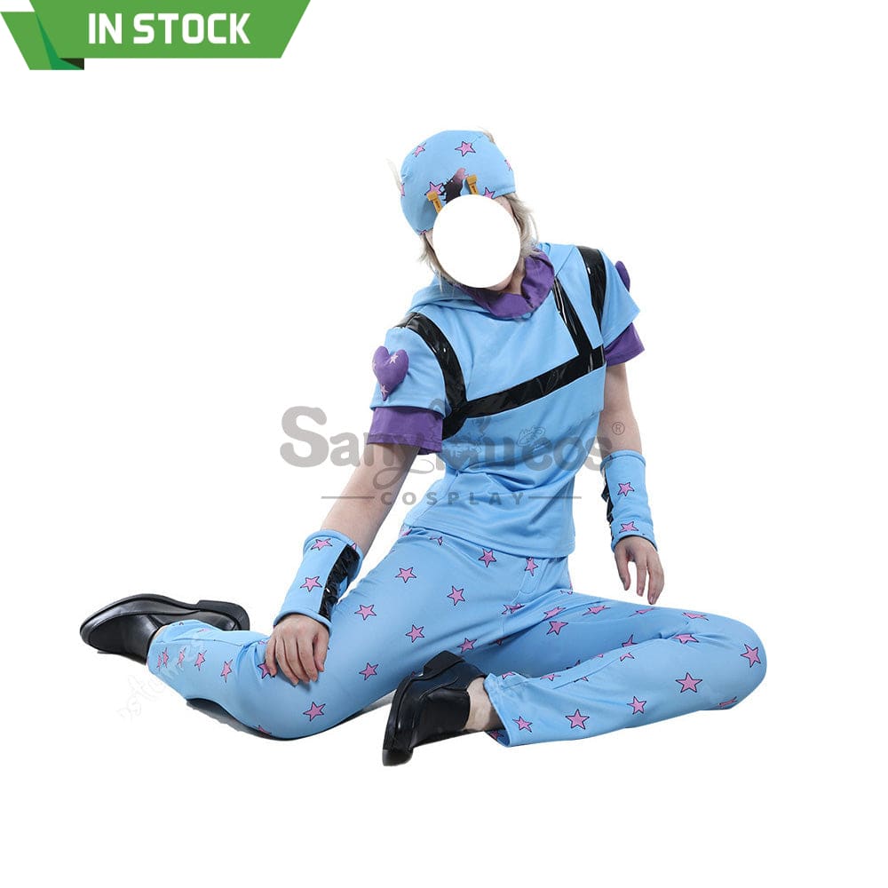 【In Stock】Anime Jojo’s Bizarre Adventure Cosplay Johnny Joestar Baby Blue Costume Costumes