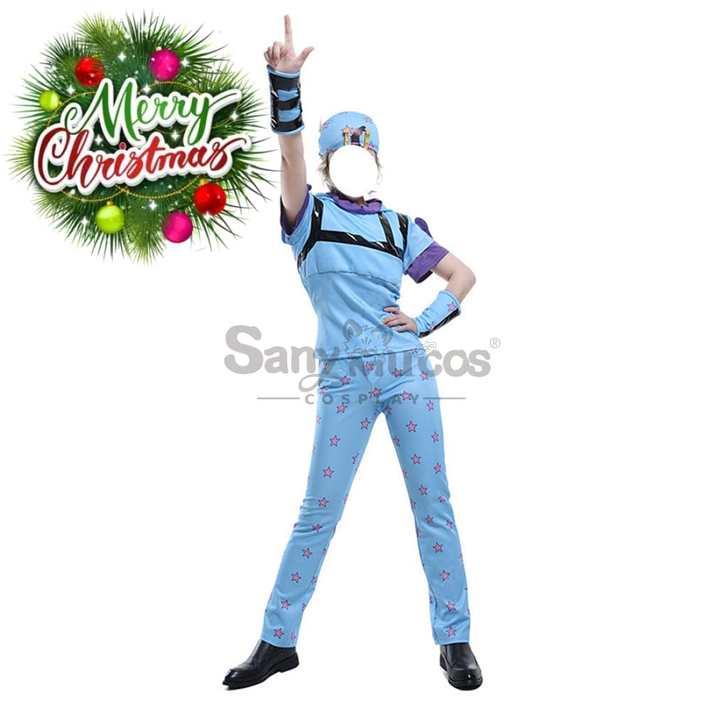 【In Stock】Anime Jojo’s Bizarre Adventure Cosplay Johnny Joestar Baby Blue Costume Costumes