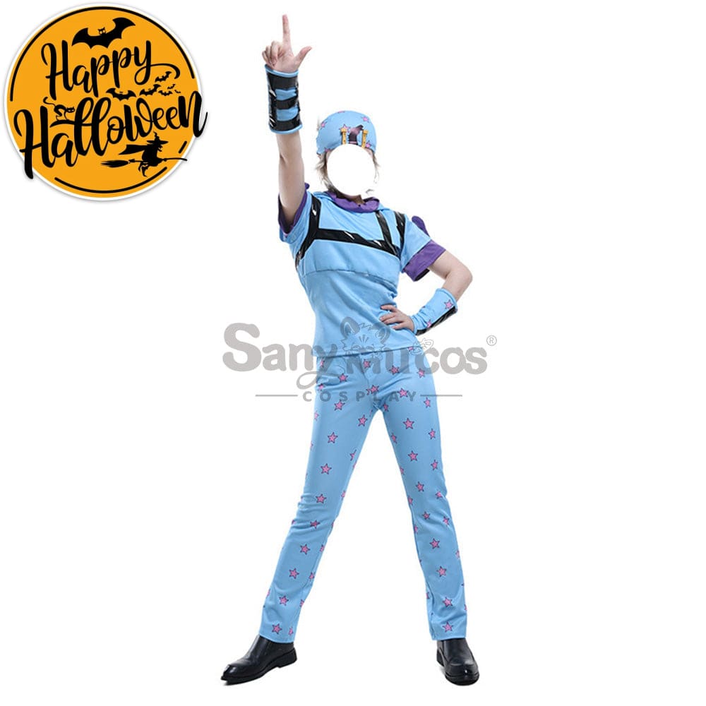 【In Stock】Anime Jojo’s Bizarre Adventure Cosplay Johnny Joestar Baby Blue Costume Costumes