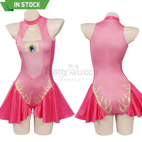 【In Stock】Anime Movie The Super Mario Bros. Cosplay Princess Dress Up Peach Pink Swimsuit