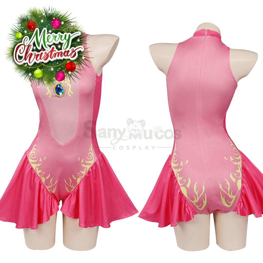 【In Stock】Anime Movie The Super Mario Bros. Cosplay Princess Dress Up Peach Pink Swimsuit