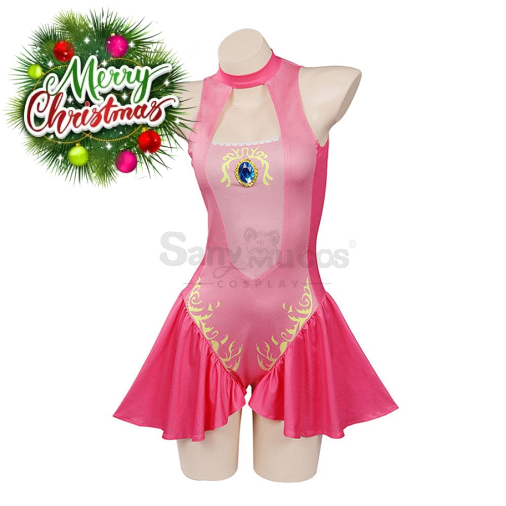 【In Stock】Anime Movie The Super Mario Bros. Cosplay Princess Dress Up Peach Pink Swimsuit