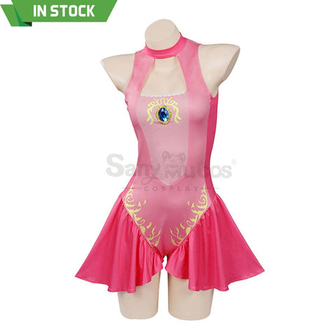 【In Stock】Anime Movie The Super Mario Bros. Cosplay Princess Dress Up Peach Pink Swimsuit