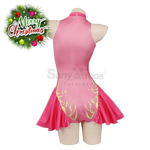 【In Stock】Anime Movie The Super Mario Bros. Cosplay Princess Dress Up Peach Pink Swimsuit