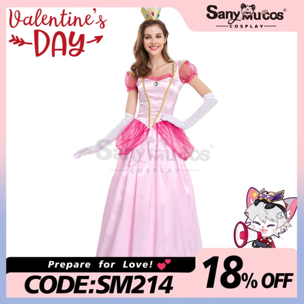 【In Stock】Anime Movie The Super Mario Bros. Cosplay Princess Peach Dress Up Pink Costume Costumes