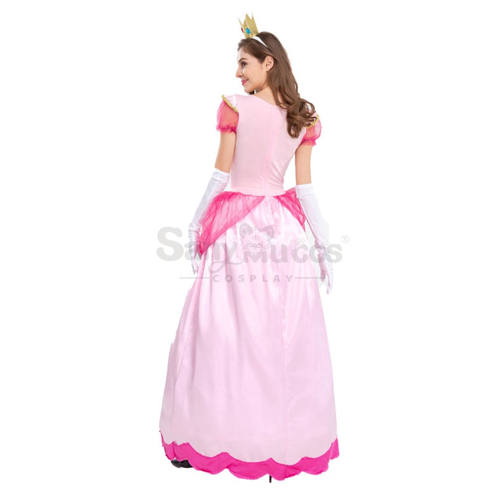 【In Stock】Anime Movie The Super Mario Bros. Cosplay Princess Peach Dress Up Pink Costume Costumes