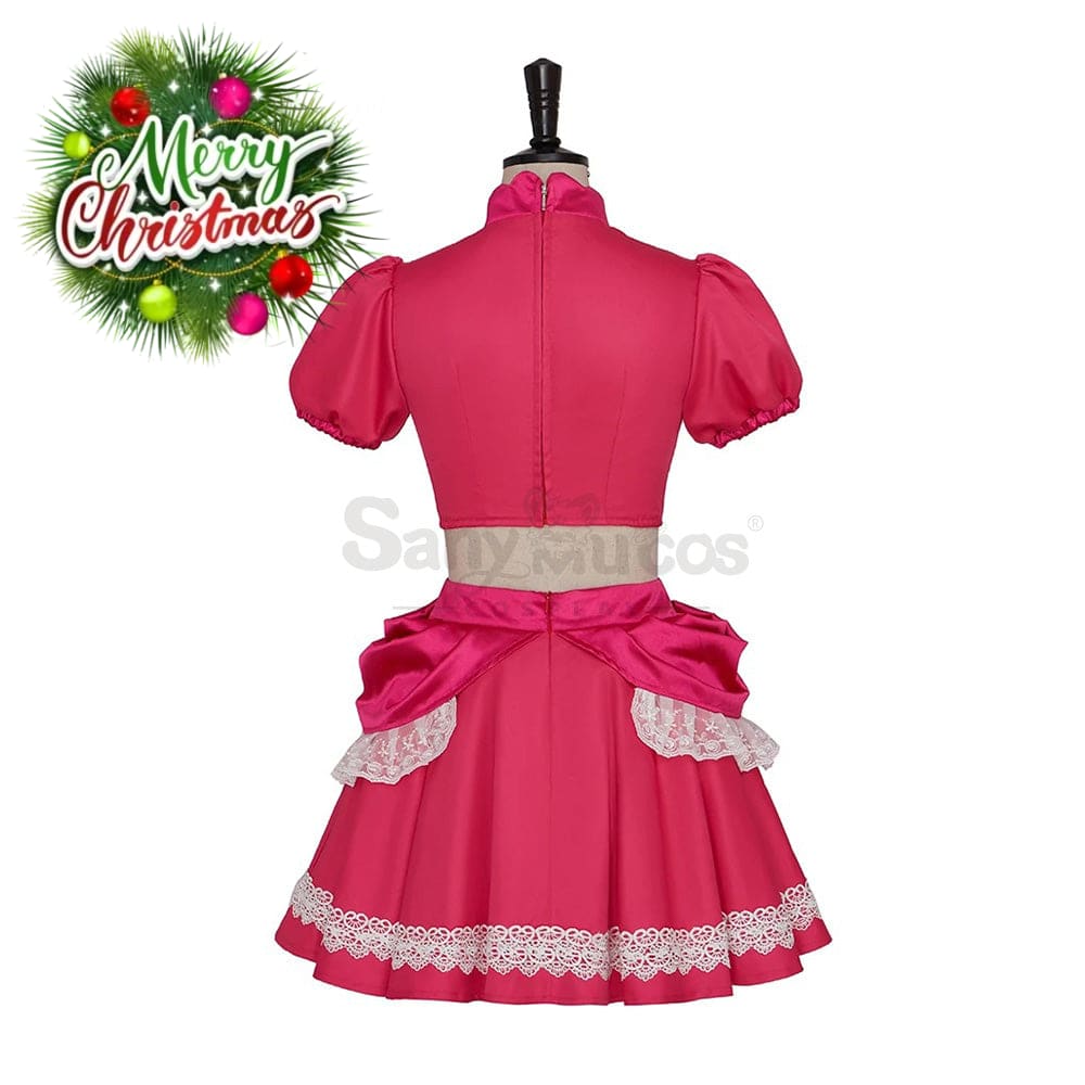 【In Stock】Anime Movie The Super Mario Bros. Cosplay Princess Peach Dress Up Pink Costume Costumes