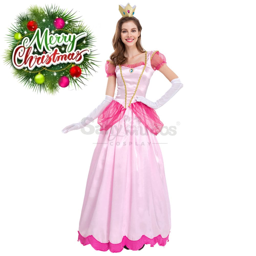 【In Stock】Anime Movie The Super Mario Bros. Cosplay Princess Peach Dress Up Pink Costume Costumes