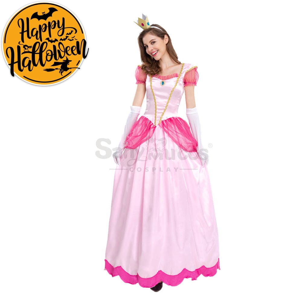 【In Stock】Anime Movie The Super Mario Bros. Cosplay Princess Peach Dress Up Pink Costume Costumes