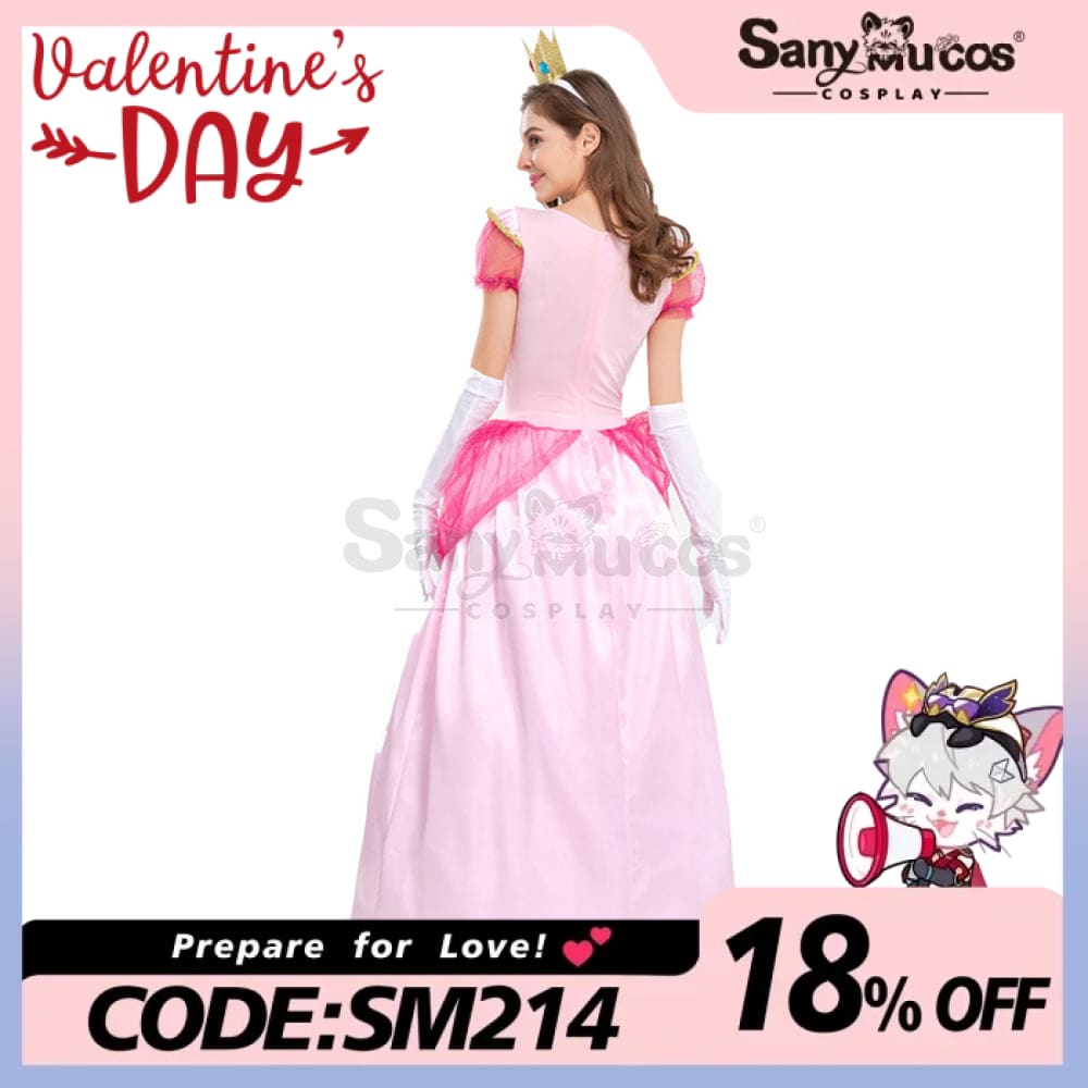 【In Stock】Anime Movie The Super Mario Bros. Cosplay Princess Peach Dress Up Pink Costume Costumes