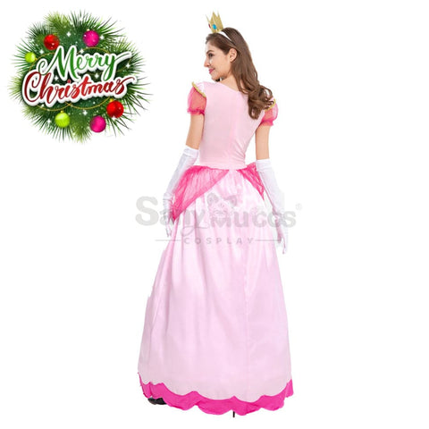 【In Stock】Anime Movie The Super Mario Bros. Cosplay Princess Peach Dress Up Pink Costume Costumes