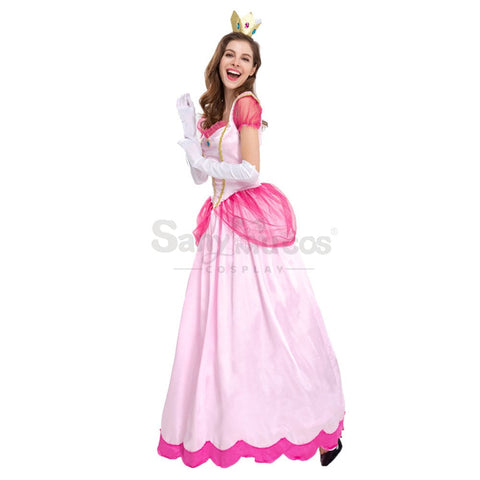 【In Stock】Anime Movie The Super Mario Bros. Cosplay Princess Peach Dress Up Pink Costume Costumes