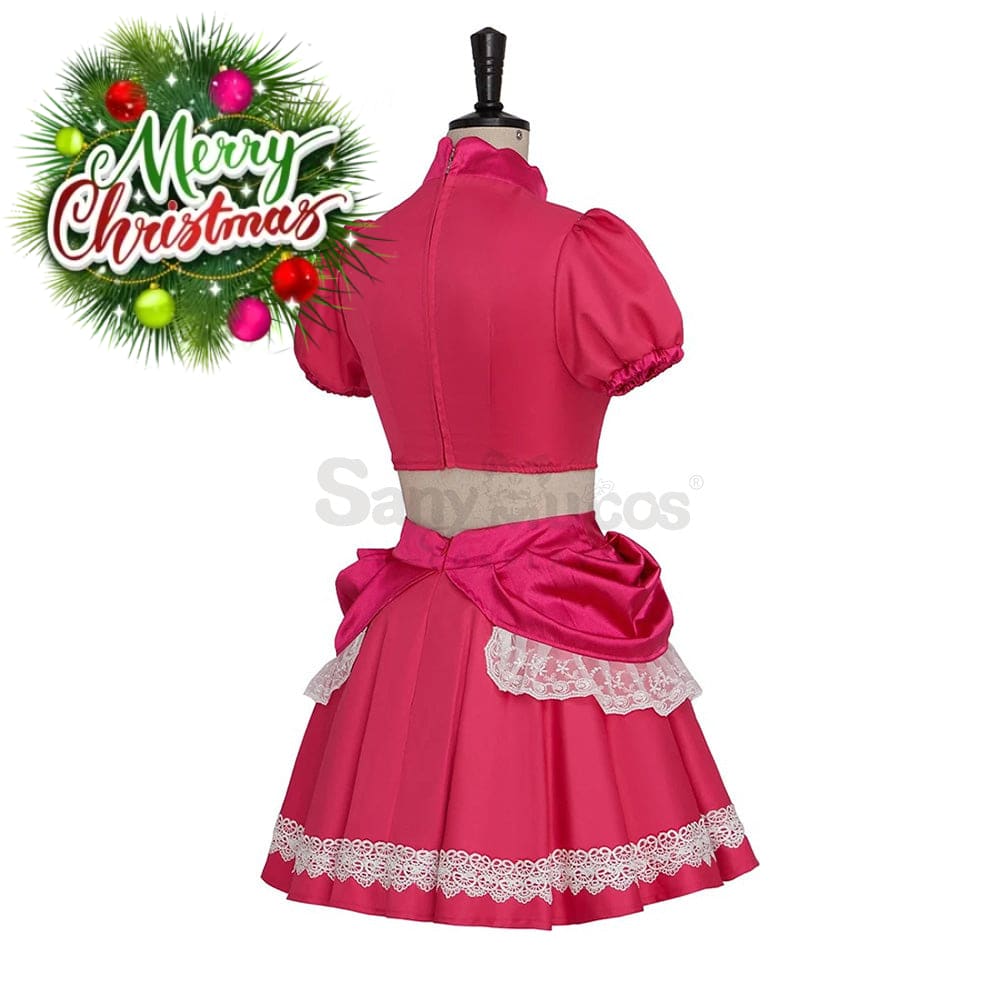 【In Stock】Anime Movie The Super Mario Bros. Cosplay Princess Peach Dress Up Pink Costume Costumes