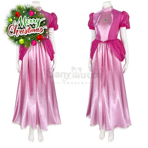 【In Stock】Anime Movie The Super Mario Bros. Cosplay Princess Peach Dress Up Pink Costume Costumes