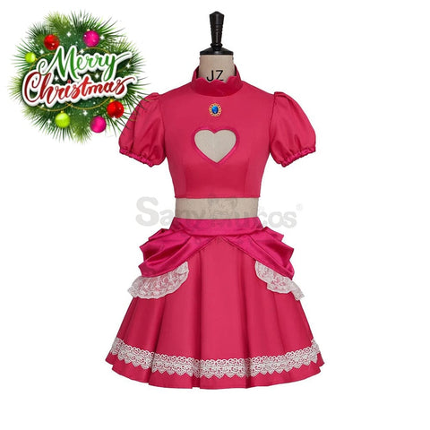 【In Stock】Anime Movie The Super Mario Bros. Cosplay Princess Peach Dress Up Pink Costume Costumes