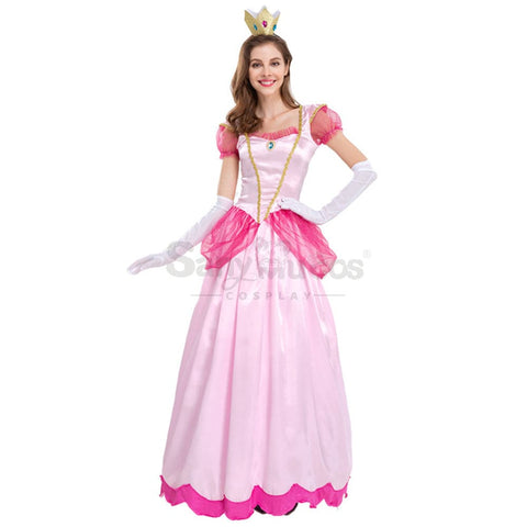 【In Stock】Anime Movie The Super Mario Bros. Cosplay Princess Peach Dress Up Pink Costume Costumes