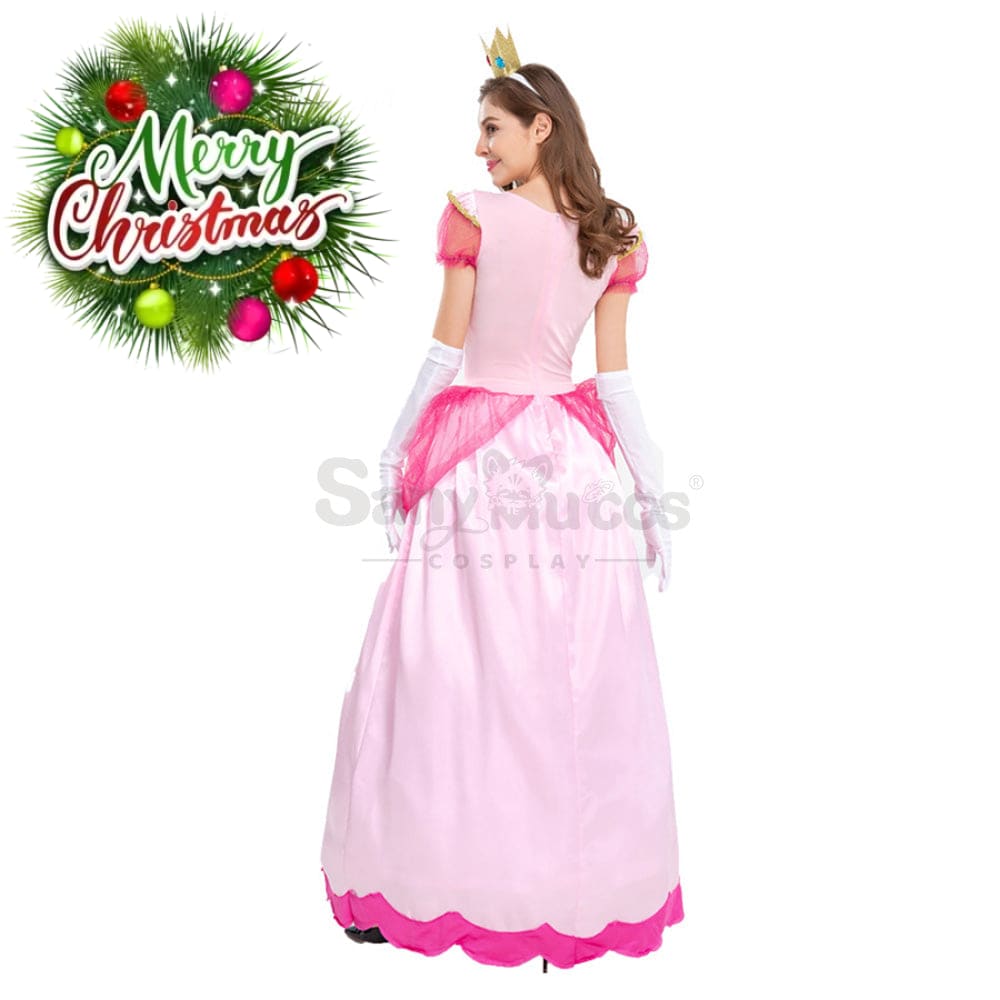 【In Stock】Anime Movie The Super Mario Bros. Cosplay Princess Peach Dress Up Pink Costume Costumes