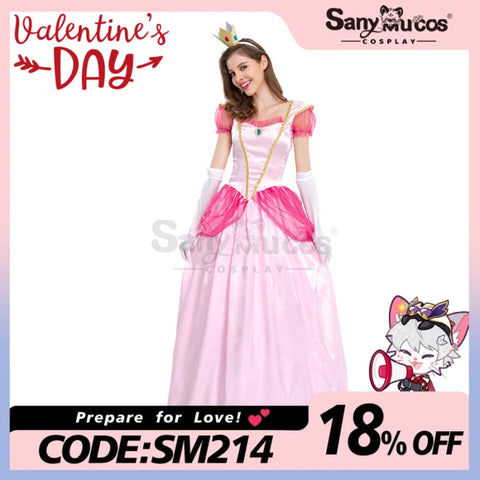 【In Stock】Anime Movie The Super Mario Bros. Cosplay Princess Peach Dress Up Pink Costume Costumes