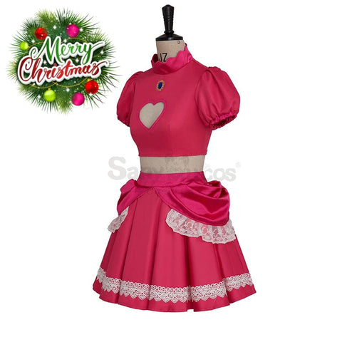 【In Stock】Anime Movie The Super Mario Bros. Cosplay Princess Peach Dress Up Pink Costume Costumes