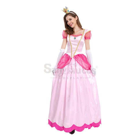 【In Stock】Anime Movie The Super Mario Bros. Cosplay Princess Peach Dress Up Pink Costume Costumes