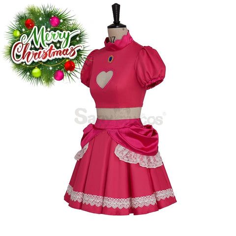 【In Stock】Anime Movie The Super Mario Bros. Cosplay Princess Peach Dress Up Pink Costume Costumes