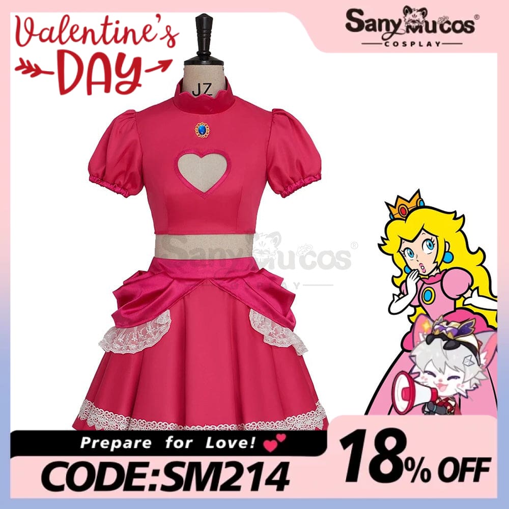 【In Stock】Anime Movie The Super Mario Bros. Cosplay Princess Peach Dress Up Pink Costume Costumes