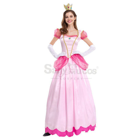 【In Stock】Anime Movie The Super Mario Bros. Cosplay Princess Peach Dress Up Pink Costume Costumes
