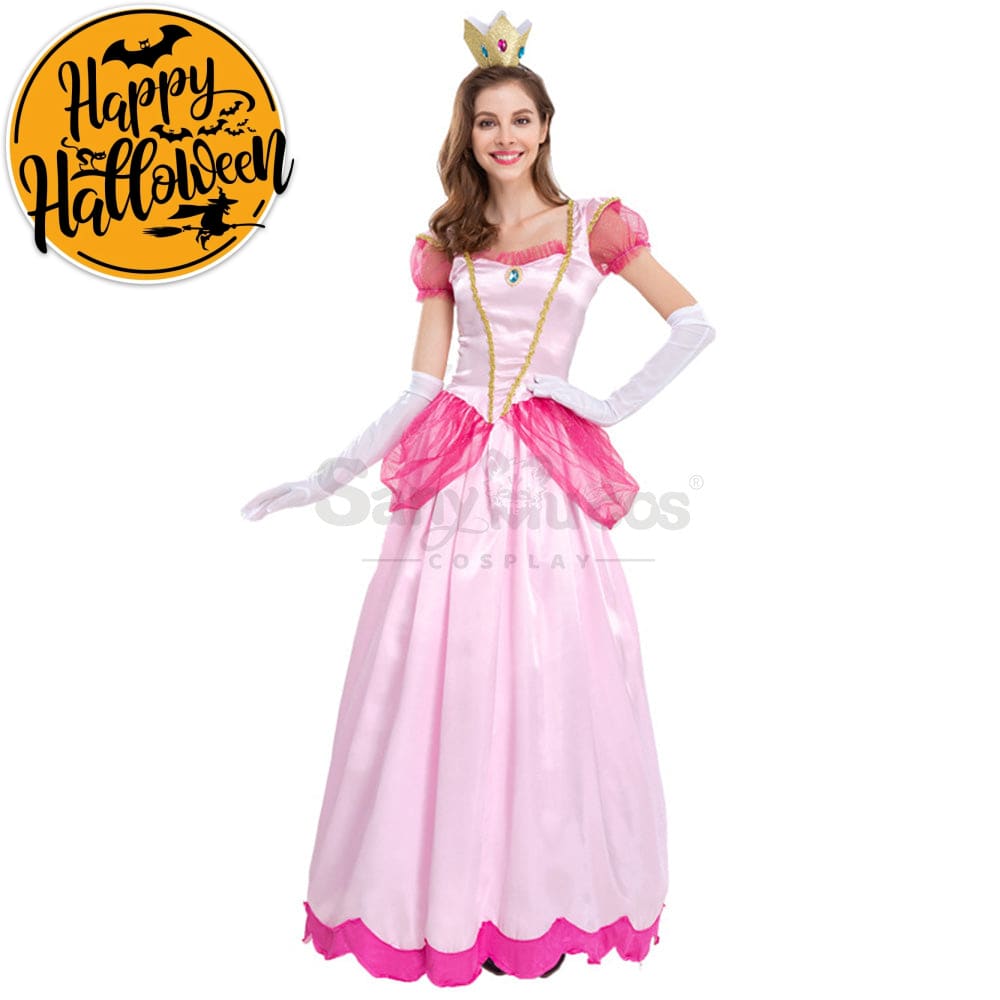 【In Stock】Anime Movie The Super Mario Bros. Cosplay Princess Peach Dress Up Pink Costume Costumes