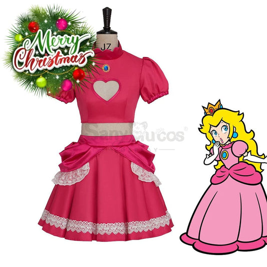 【In Stock】Anime Movie The Super Mario Bros. Cosplay Princess Peach Dress Up Pink Costume Costumes 1000