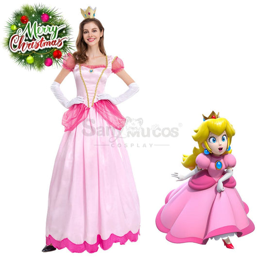 【In Stock】Anime Movie The Super Mario Bros. Cosplay Princess Peach Dress Up Pink Costume Costumes 1000