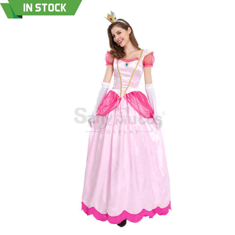 【In Stock】Anime Movie The Super Mario Bros. Cosplay Princess Peach Dress Up Pink Costume Costumes