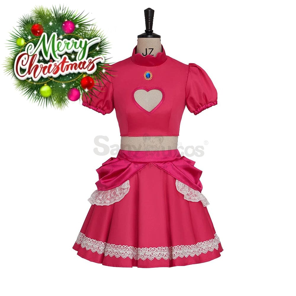 【In Stock】Anime Movie The Super Mario Bros. Cosplay Princess Peach Dress Up Pink Costume Costumes