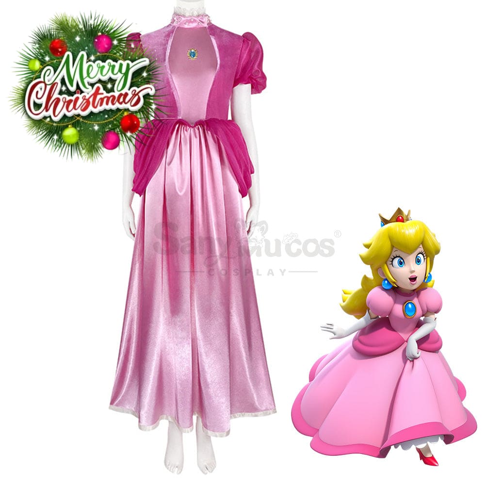 【In Stock】Anime Movie The Super Mario Bros. Cosplay Princess Peach Dress Up Pink Costume Costumes