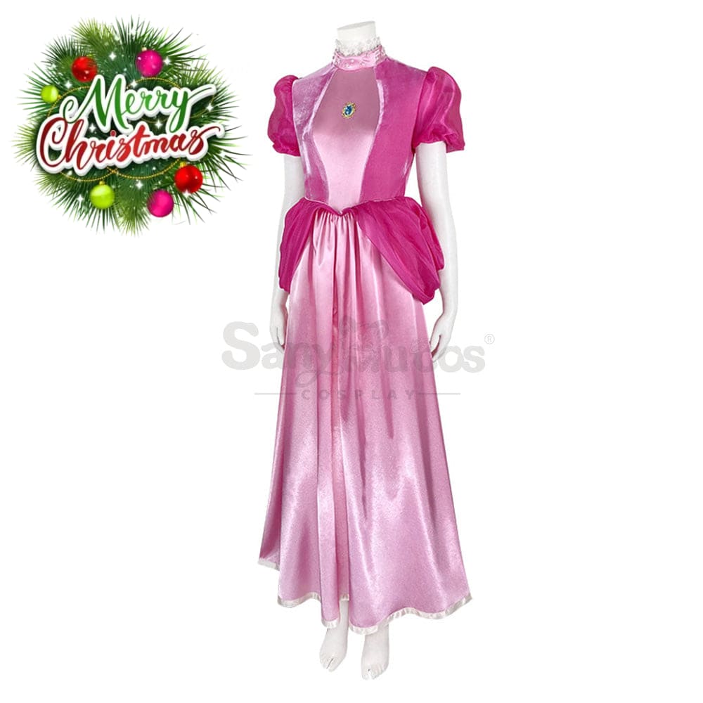 【In Stock】Anime Movie The Super Mario Bros. Cosplay Princess Peach Dress Up Pink Costume Costumes