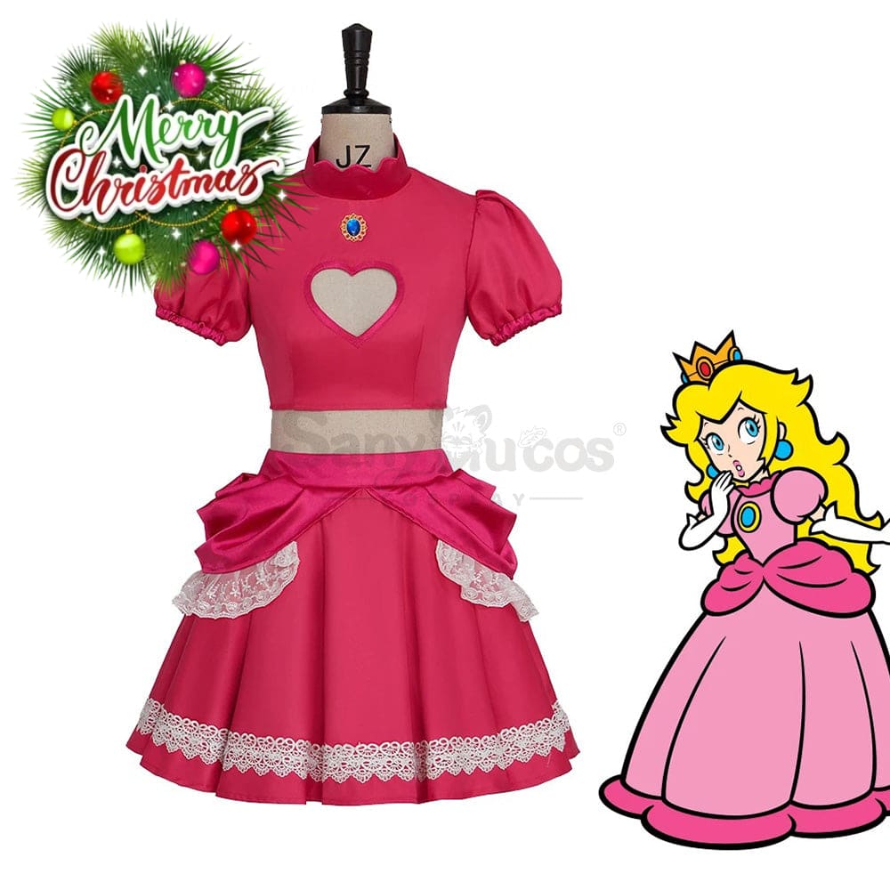 【In Stock】Anime Movie The Super Mario Bros. Cosplay Princess Peach Dress Up Pink Costume Costumes