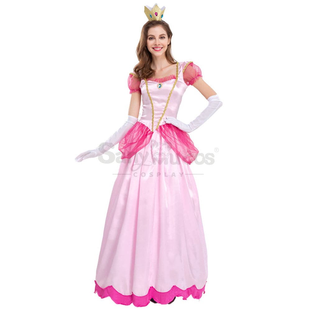【In Stock】Anime Movie The Super Mario Bros. Cosplay Princess Peach Dress Up Pink Costume Costumes